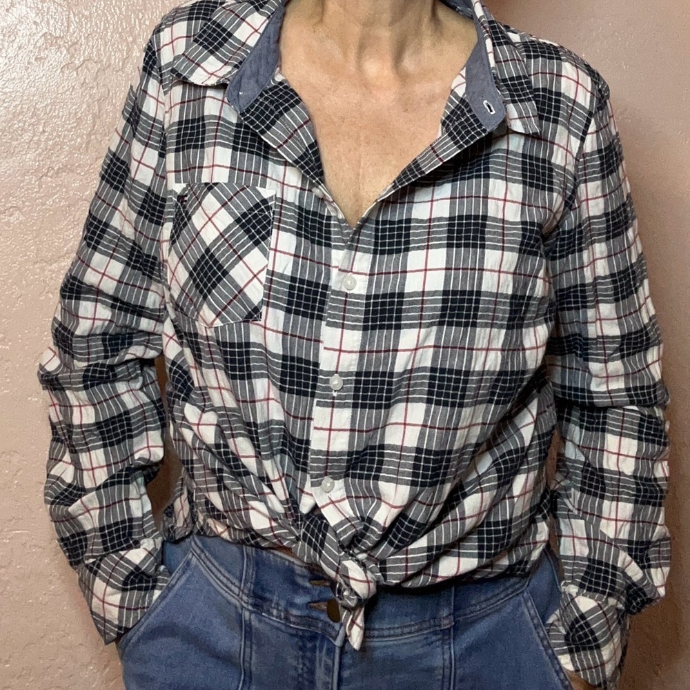 Tommy Hilfiger Navy and Red Plaid Shirt - Picture 3 of 6